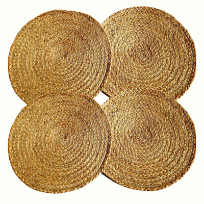 pepme Round Pack of 4 Table Placemat(Beige, Jute)