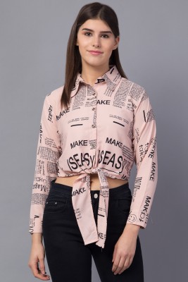 FASHIONZILLA Casual Full Sleeve Printed Women Pink Top