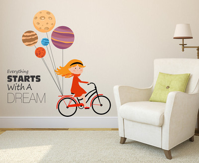 Keliko 100 cm With A Dream |Wall Stickers | PVC Vinyl | Non-Reusable Sticker | Self Adhesive Sticker(Pack of 1)