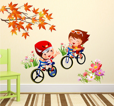 WALLSTICK 100 cm Colorful Tree With Happy Kids Removable Sticker(Pack of 1)