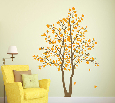 fuzzy 105 cm tree Self Adhesive Sticker(Pack of 1)
