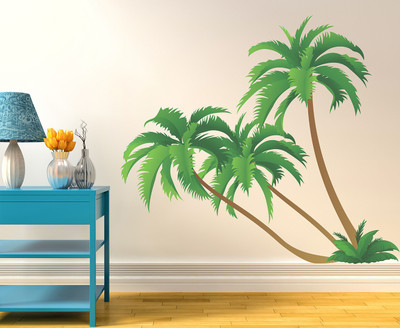 fuzzy 100 cm Coconut tree Self Adhesive Sticker(Pack of 1)