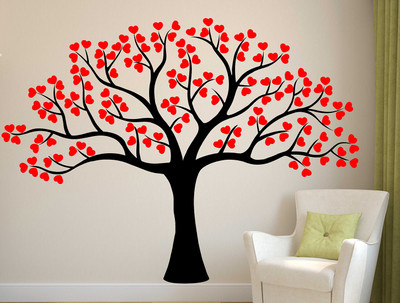 fuzzy 105 cm tree Self Adhesive Sticker(Pack of 1)