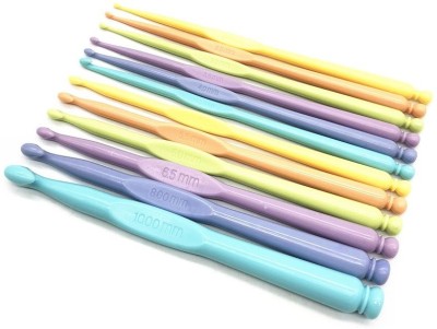 Xeekart 12 Pack Crochet Hook Set Crochet Needles for Crocheting 12 Mixed Size Plastic Ergonomic Knitting Needles Crochet Kit for Beginners Knitting Needles for Yarn Craft (12PCS/2-10MM/Colored) Hand Sewing Needle(Crochet Needle, Knitting Needle Needle, Universal Needle, Curved Needle Needle 12 Diffe
