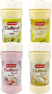 PURAMIO Combo (Vanilla, Strawberry, Mango & Butterscotch), Custard Powder(4 x 100 g)