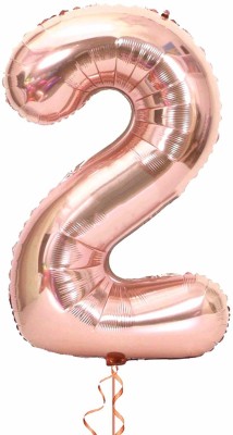 PartyDecoration Solid 16” No.2 Rose Gold Foil Balloon for 2nd Birthday Decoration Items for Boys Or Girls Letter Balloon(Pink, Pack of 1)