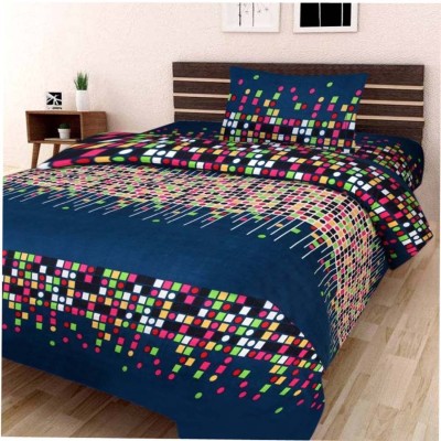AJM 120 TC Polyester Single Geometric Flat Bedsheet(Pack of 1, Multicolor)