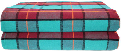 Tharunsha Elite Checkered Single AC Blanket for  Mild Winter(Cotton, Turkish Green, Red)