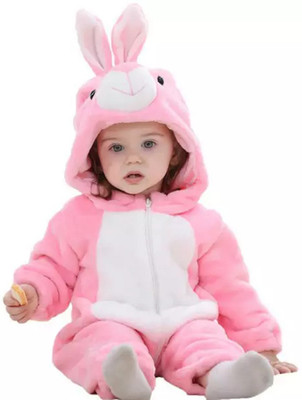 BRANDONN Romper For Baby Boys & Baby Girls Casual Printed Wool Blend(Pink, Pack of 1)