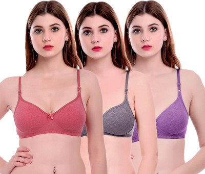Beach Curve Women Minimizer Non Padded Bra(Grey, Red, Purple)