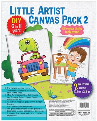 NAVNEET Kids Canvas Cotton Acid Free Board Canvas (Set of 2)(Multicolor)