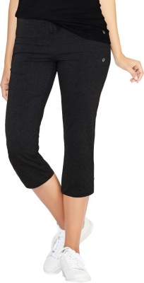 Enamor E018 Mid-Rise Straight Leg Women Black Capri