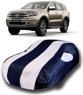 KASHYAP ENTERPRISE Car Cover For Ford Endeavour (With Mirror Pockets)(White, Blue)