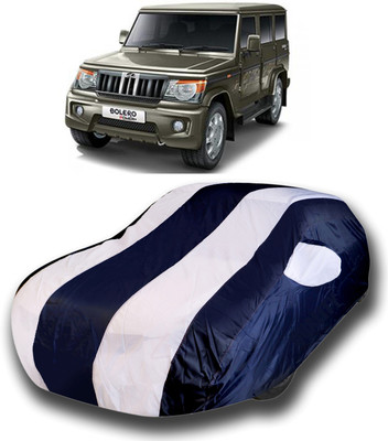 SanginiSang Car Cover For Mahindra Bolero (With Mirror Pockets)(White, Blue)