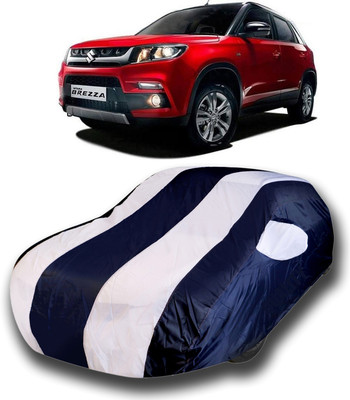 SanginiSang Car Cover For Maruti Suzuki Vitara Brezza (With Mirror Pockets)(White, Blue)