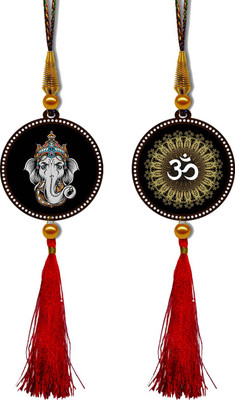 GiftzLane Lord Ganesha & Om Premium Car Hanging Combo (Set of 2) with Big / Long Hanging Threads Car Hanging Ornament(Pack of 2)