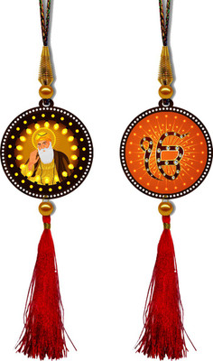 GiftzLane Guru Nanak Dev Ji & Ek Onkar Premium Car Hanging Combo (Set of 2) with Big / Long Hanging Threads Car Hanging Ornament(Pack of 2)