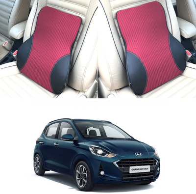 Oshotto Black, Red Fabric, Leatherite Car Pillow Cushion for Hyundai(Rectangular, Pack of 1)