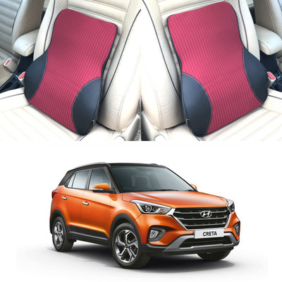 Oshotto Black, Red Fabric, Leatherite Car Pillow Cushion for Hyundai(Rectangular, Pack of 1)