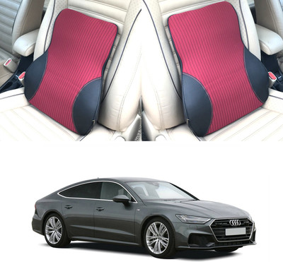 Oshotto Black, Red Fabric, Leatherite Car Pillow Cushion for Audi(Rectangular, Pack of 1)
