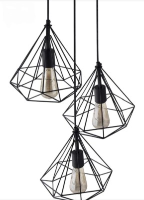 BLACK RAY Diamond Cluster Pendant Light Black Finish Decorative Roof Light Lamp for Home, Living Room, Bedroom, Hall, Indoor Outdoor Jhumar Lighing (without bulb) Pendants Ceiling Lamp(Black)