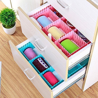 SeaRegal Plastic Adjustable Stretchable Interlocking Drawer Divider-Pack of 6 pieces Organizer for Stationery, Makeup, Socks any Small Items Drawer Divider(Plastic)