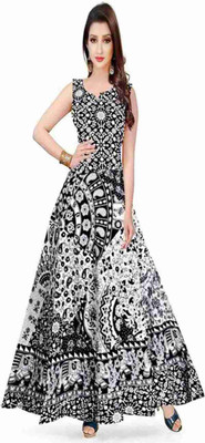 Shrisay fashion Women A-line Black Maxi/Full Length Dress