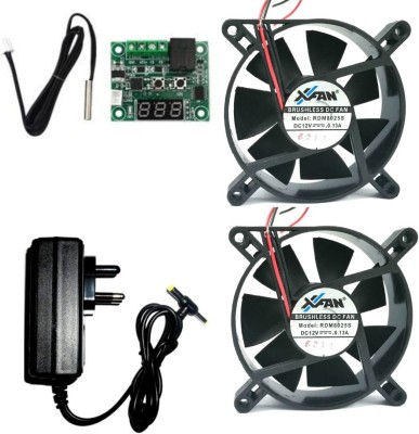 TechSupreme Combo for DIY Incubator W1209 + 12v 2Amp Adapter + 2 Piece 3.5 inch fan For Diy Incubator Temperature Sensor and Controller Electronic Hobby Kit