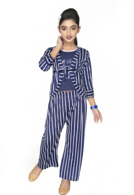 new gen Girls Casual Top Pant(Dark Blue)