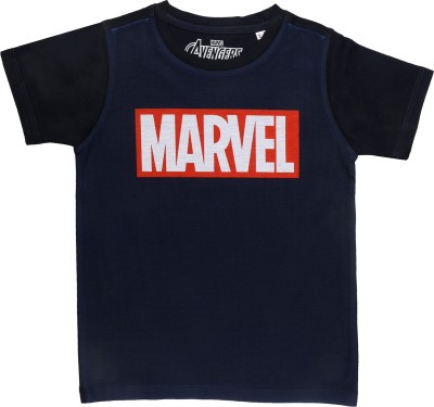 Marvel Avengers Boys Graphic Print Polycotton Regular T Shirt(Blue, Pack of 1)