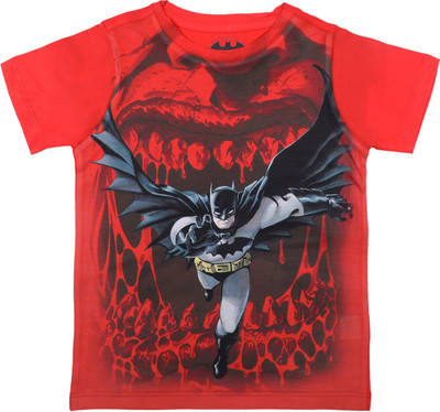 BATMAN Boys Printed Polycotton Regular T Shirt(Red, Pack of 1)