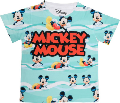 Mickey Mouse Family Boys Typography, Printed Polyester Regular T Shirt(White, Pack of 1)