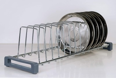 USF Dish Drainer Kitchen Rack Steel Stainless Steel Multipurpose Kitchen Plate Rack - (12 Section, Silver Chrome Finish, Medium Size)