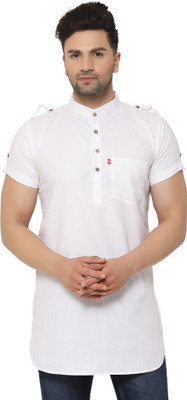 BEN COOPER Men Solid Straight Kurta(White)