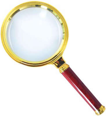 VNC 3X Magnification Handheld Magnifier - Magnifying Glass with Removable Antique Mahogany Handle for Reading, Coins, Science, Reading Book, Inspection Glass (80mm, Gold) 3x Magnifying Glass(Gold)