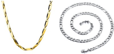 Adore Jewels Combo of Dazzling Solid Titanium Plated Gold & Silver Stainless Steel Chain Stainless Steel Chain