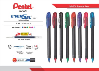 PENTEL Pentel Ener Gel Refill Made In Japan Gel Pen(Pack of 12, Blue, Black, Red, Green)