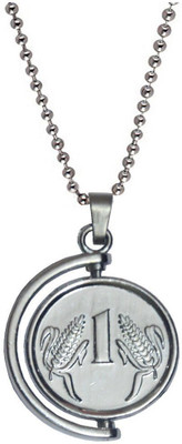 Men Style One Ruppes half Rotational Coin With Chain Sterling Silver Alloy Pendant
