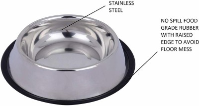 PetValley Stainless Steel Feeding Bowl For DOGS, CATS, PETS Or ANIMALS -1000 ml Round Steel Pet Bowl(1000 ml Silver)