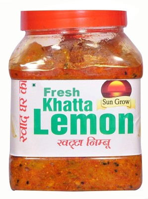 Sun Grow Organic Hand Made Mother Made Premium Quality (Real Taste of Punjabi Pickles) Fresh Khatta Lemon Pickle Nimbu Ka Achar (1 Kg) Lemon Pickle(1 kg)