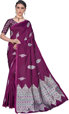 Sariya Woven Kanjivaram Silk Blend, Jacquard Saree(Purple)