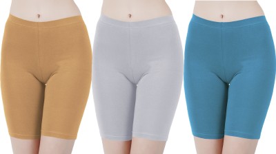 Buy That Trendz Solid Women Beige, Grey, Blue Cycling Shorts