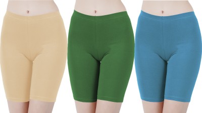 Buy That Trendz Solid Women Beige, Green, Blue Cycling Shorts