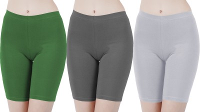 Buy That Trendz Solid Women Green, Grey, Grey Cycling Shorts