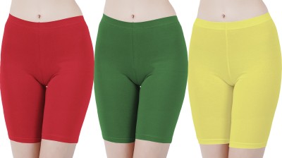 Buy That Trendz Solid Women Red, Green, Yellow Cycling Shorts