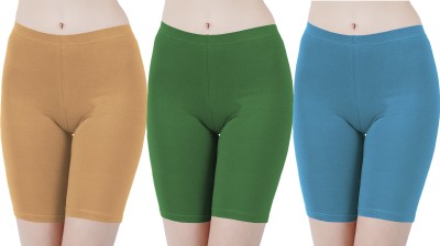 Buy That Trendz Solid Women Beige, Green, Blue Cycling Shorts