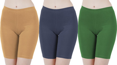 Buy That Trendz Solid Women Brown, Blue, Green Cycling Shorts