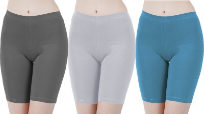 Buy That Trendz Solid Women Grey, Grey, Blue Cycling Shorts