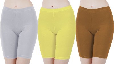 Buy That Trendz Solid Women Grey, Yellow, Khaki Cycling Shorts