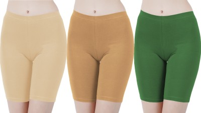 Buy That Trendz Solid Women Beige, Brown, Green Cycling Shorts